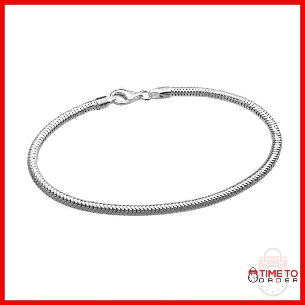 Sterling Silver Snake Cable Bracelet 7in Lobster Clasp Adjustable